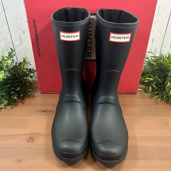 Hunter Women's Original Back Adjustable Short Rain Boots Black Size 9 - Picture 1 of 8